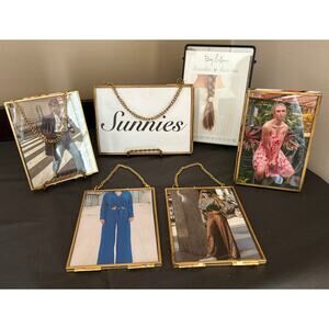 Lot of 6 Quality Photo Frames Gold Black Hanging & Easel Lisa Angel Asst Sizes